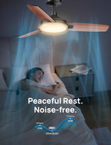 Dreo Smart Ceiling Fans with Lights, 42 Inch Black Ceiling Fan, 12 Speeds & 3 Fan Modes, Stepless Color Tones, Dimmable LED Light, 1-12H Timer, Quiet DC Motor, Remote/APP/Alexa/Wall Switch Control Dreo