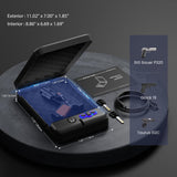 Grimtron Portable Pistol Safe – Electronic Lock Box & Key Access, Silent Mode, Compact Car Gun Safe for Handgun, Small Single Safe for Travel, Office, Dorm Use Grimtron