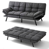 Vipbear 71" Futon Sofa Bed - Convertible Sofa Beds/Adjustable Backrest & Armrest,Detachable Cushion, Loveseat Sleeper for Small Spaces, Apartments & Offices, Grey Futons Vipbear