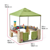 Step2 All Around Playtime Patio with Canopy Playset – Shaded Outdoor Playhouse for Kids with Realistic, Interactive Features, Room for Multiple Toddlers to Play – Dimensions: 60" H x 47.5" W x 47.5" D Step2