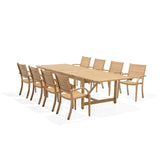 Amazonia Berlin 9-Piece Rectangular Extendable Patio Dining Set | Teak Finish | Ideal for Outdoors and Indoors Amazonia
