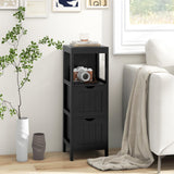 Tangkula Black Small Bathroom Storage Cabinet with 2 Removable Drawers Tangkula