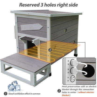 Rockever Outdoor Cat House, Large Outdoor Houses for Feral Cats Wooden Outside Cat Shelter Weatherproof with Escape Door - WoodArtSupply