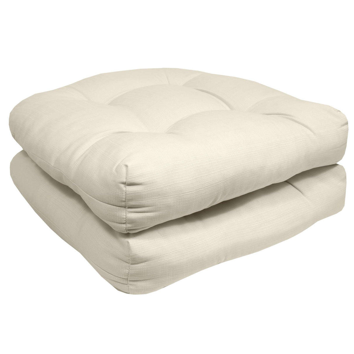 Sweet Home Collection Patio Cushions Outdoor Chair Pads Premium Comfortable Thick Fiber Fill Tufted 19" x 19" x 5" Seat Cover, 2 Pack, Cream Sweet Home Collection