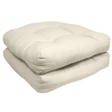Sweet Home Collection Patio Cushions Outdoor Chair Pads Premium Comfortable Thick Fiber Fill Tufted 19" x 19" x 5" Seat Cover, 2 Pack, Cream Sweet Home Collection