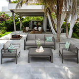 Solaste Aluminum Patio Furniture Set, 4 Pcs Modern Outdoor Conversation Set Sectional Sofa with Upgrade Cushion and Coffee Table,Grey Solaste