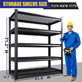 JOJUOU Garage Shelving-3000 lbs 5 Tier Storage Shelves,Adjustable Heavy Duty Metal Shelving Unit and Storage Large Wire Rack,Utility Steel Shelf for Warehouse Industrial Pantry Basement 71"x46"x18" JOJUOU