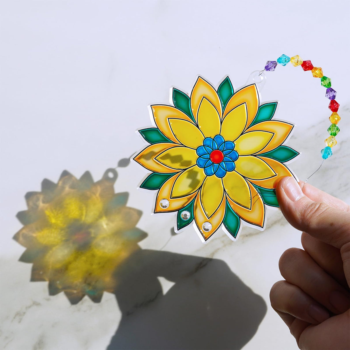 Winlyn 24 Sets Lotus Flower Suncatcher Wind Chimes Decorations DIY Window Paint Art Stickers Craft Kits Flower Sun Catchers for Kids Classroom Birthday Spring Summer Party Activities Art Project Winlyn