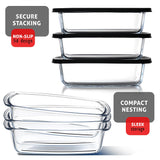 EATEX Glass Bread Pans for Homemade Bread Baking, 1.9 Qt Deep Glass Food Storage Containers with Lids Glass, 3 Glass Bread Loaf Pans 3 Airtight Lids EATEX