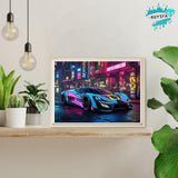 KEYIFA Diamond Painting Sports Car Diamond Art Kits for Adults, 5D Round Full Drill Cyberpunk Diamond Painting Kit for Beginner, DIY Gems Art Craft for Home Wall Decor 12x16 inch KEYIFA