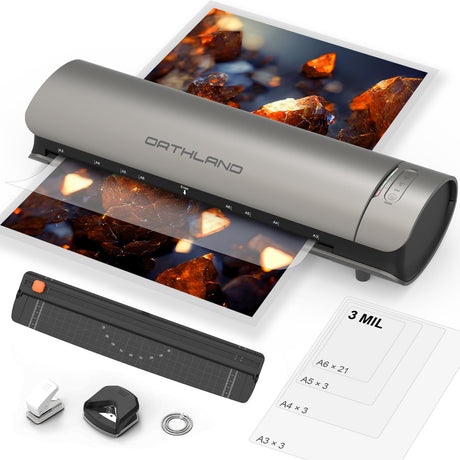 Laminator Machine 11x17 Laminator with Laminating Sheets, 60s Warm-up Laminating Machine, 3/5 Mil Thermal and Cold Lamination Machine A3/A4/A5/A6, Quiet Smooth Laminate Machine for Home School Office ORTHLAND