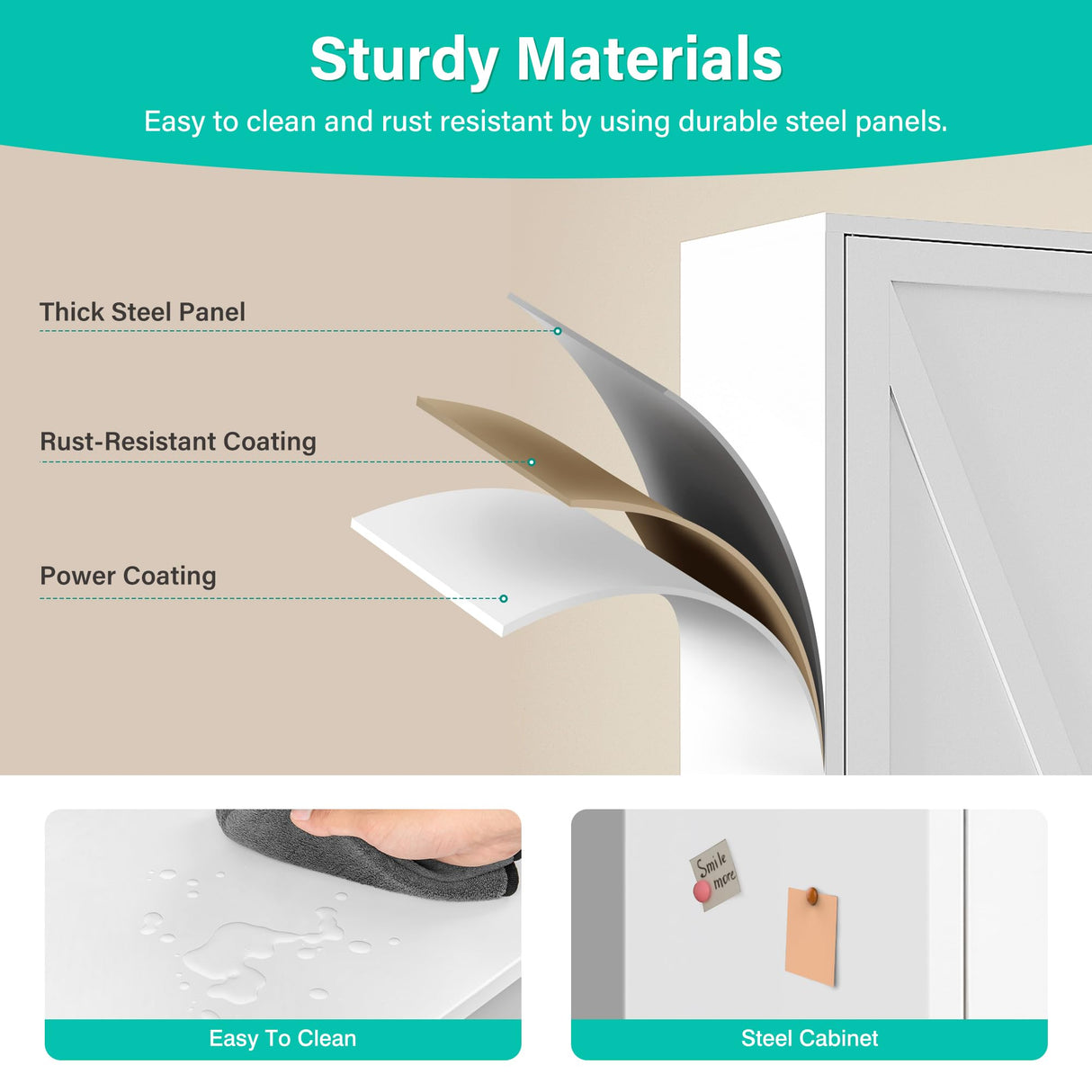 75" Tall Pantry Cabinet,Farmhouse Kitchen Pantry Storage Cabinets with 2 Doors and 4 Shelves,White Metal Storage Cabinet,Large Cupboard for Home,Kitchen,Dining/Living Room SISESOL