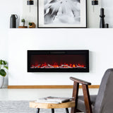 EDYO LIVING 50 inches Electric Fireplace Recessed and Wall Mounted Electric Fireplace Heater and Linear with Timer, Remote Control, Adjustable Flame Color EDYO LIVING