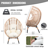 LUTINLIX Oversized Wicker Egg Chair Outdoor Indoor,Patio Lounge Chair with Thicken Cushions & Durable Steel Frame, Egg Basket Chair 500lbs Capacity for Garden, Backyard, Porch,Bedroom (Beige-Regular) LUTINLIX