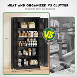 Greenvelly Metal Storage Cabinet with Lock,71" Steel Garage Storage Cabinet with 2 Doors and 4 Adjustable Shelves,Lockable File Cabinet, Metal Tool Cabinets for Office,Home,Garage,Gym,School (Black) Greenvelly