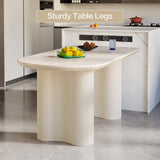 Miuuod 55.1" L Cream White Dining Table with 4 Chairs Space Saving for Small Apartment for 4-6 People Mid-Century Sturdy End Table Leisure Coffee Table Office Living Room Table Set Solid Desk Miuuod