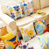 sykting Floral Spring Summer Pillow Covers 18x18 Pack of 2 Farmhouse Cotton Linen Outdoor Pillow Covers for Patio Furniture Porch Blue and Yellow Throw Pillow Covers for Couch Sofa Bed Chair sykting