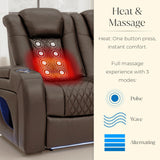 Seatcraft Anthem LT Zero-Gravity HeatZero Italian Leather Sofa w/Fold-Down Table Home Theater Seating, Heat & Massage, Power Headrest, Power Recline, Brown Seatcraft