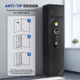 BlackSmith 6 Biometric Gun Safe Rifle 0.1s Quick Access Gun Safes for Home Rifle and Pistols Fingerprint Gun Cabinet Keypad with Separate Lockbox Door Panel Organizer Dual Alarm System BlackSmith