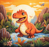 Roar Dinosaur Themed Sunset 5D Diamond Art Painting Full Drill Diamond Art Painting by Number Kits for Adults Square Beads Mosaic Cross Stitch for Wall Decor 14x14inch(3) WoodArtSupply