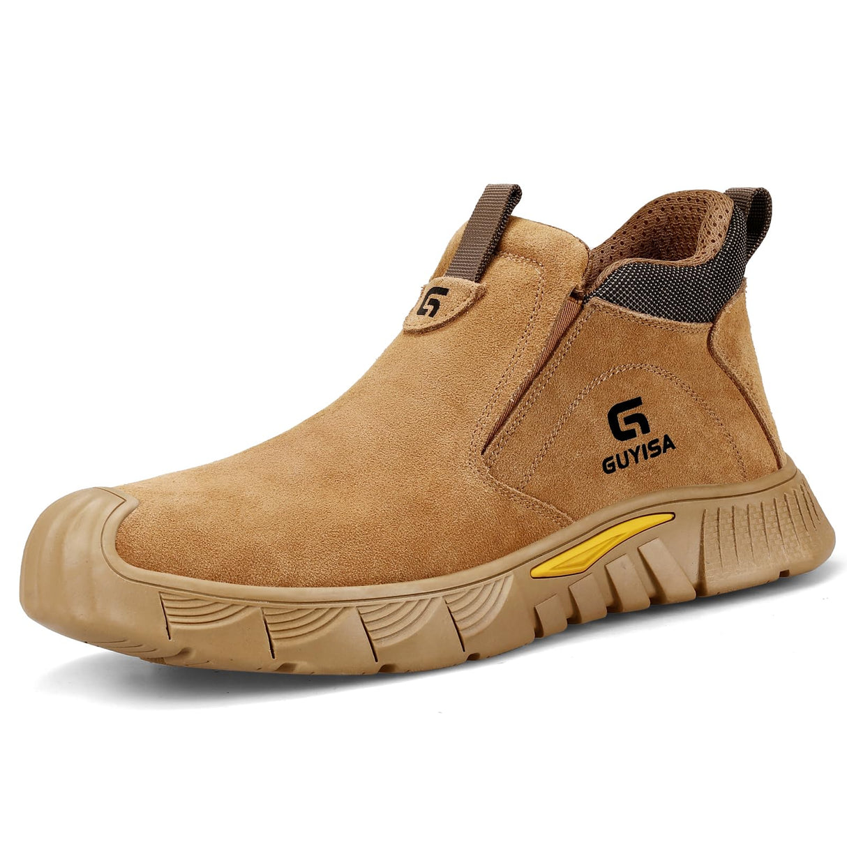 GLANOUDUN Welding Work Boots for Men Slip on Steel Toe Boots Soft Men's Steel Toe Shoes Safety Toe Work Shoes Indestructible Construction Boots Welder Boots,Brown GLANOUDUN