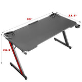 Homall Gaming Computer Desk with Carbon Fiber Surface, Gaming Table Z Shaped Pc Home Office with Cup Holder&Headphone Hook(55 in, Black) Homall