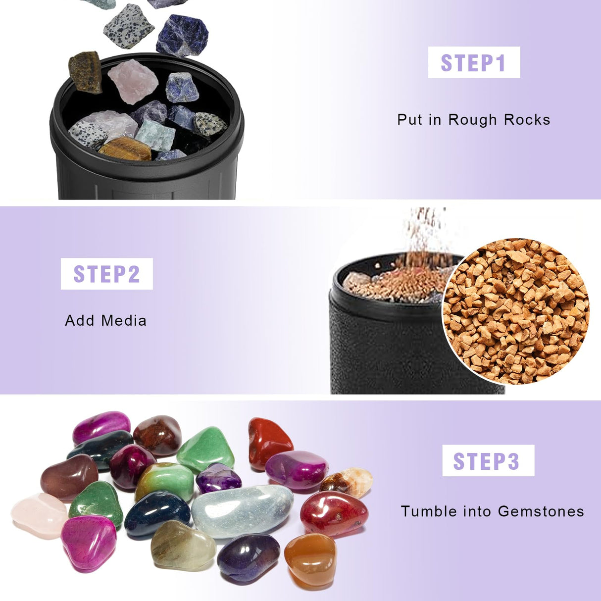 Nuanchu 8.8 Pounds Walnut Shell Media Rock Tumbler Grit and Polish Refill Kit, Tumbling Grit Media and Polish Refill Kit Rock Polish Supplies & Accessories for Rock Brass and Metal Cleaning Polishing Nuanchu