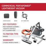 Hoover Commercial PORTAPOWER Lightweight Canister Vacuum Cleaner with Attachments, Portable Carriable Handheld Small Professional Grade Bagged, 8 Pounds, CH30000, Black Hoover