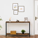 HOOBRO Console Table, 47.2" Narrow Entryway Table, Industrial Sofa Table with Shelf, Entrance Table for Living Room, Hallway, Foyer, Corridor, Office, Metal Frame, Rustic Brown and Black BF20XG01G1 HOOBRO