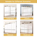 LABROSKIA White Armoire Wardrobe Closet: 74" Wooden Wardrobe Closet with 6 Doors, Bedroom Armoires with Hanging Rod, Tall Closets Cabinet for Hanging Clothes (94.5") LABROSKIA