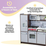 KidKraft Uptown Elite Espresso Play Kitchen with EZ Kraft Assembly™, Lights and Sounds, Working Ice Maker and Click and Turn Knobs, Gift for Ages 3+ KidKraft