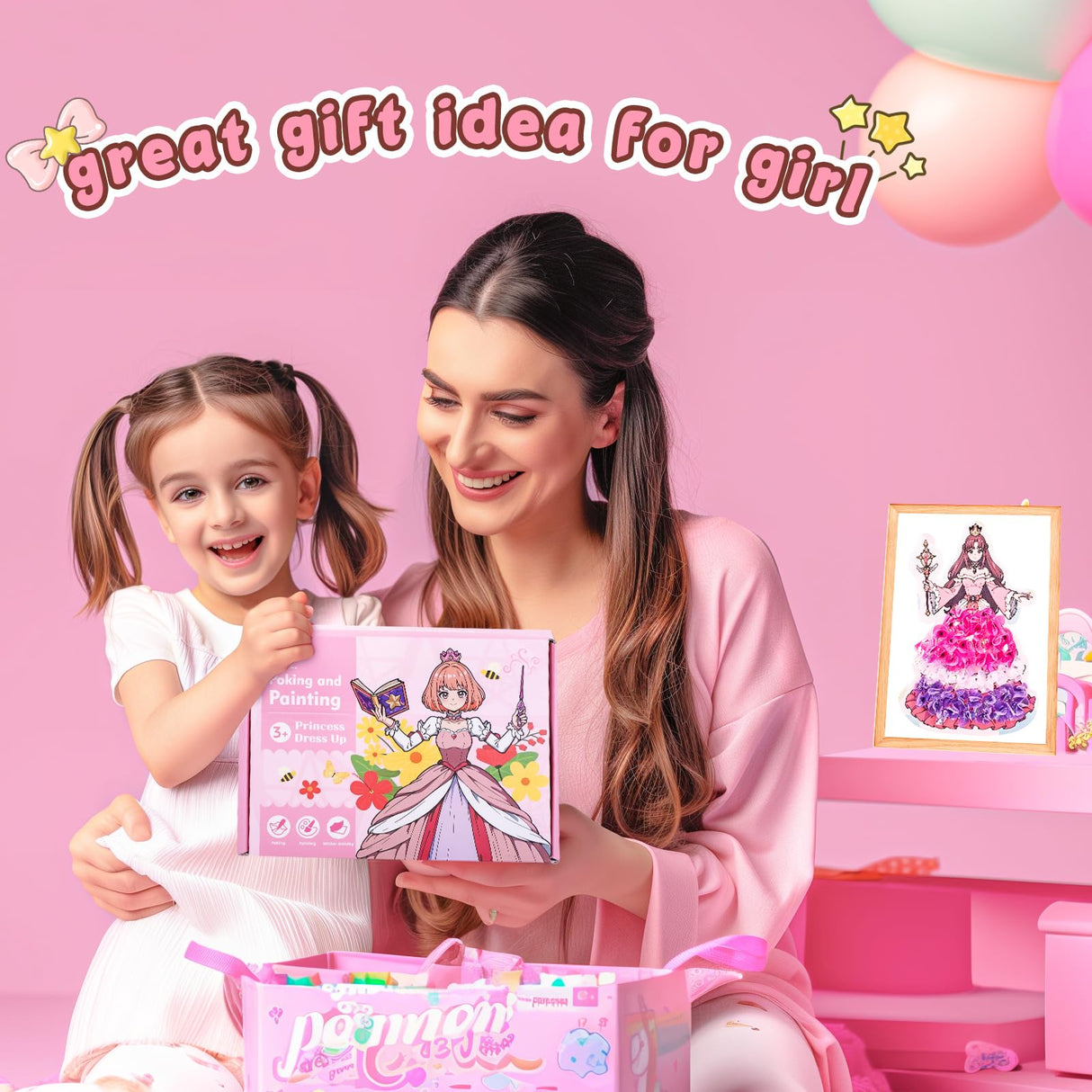 4 in 1 Paper Craft Kits for Girls,Princess Dress-up Activity Book with Water Painting,Poking Art,Sticker,Paper Cutting Craft,Arts and DIY Crafts Kit Gifts Toys for Kids Ages 4 5 6 7 8+ Years Old homicozy