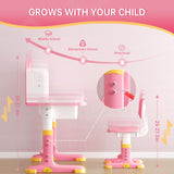 Xaperexi Kids Desk and Chair Set, Height Adjustable Child's School Study Writing Tables, Kids Desk with Bookstand and Storage Drawer, Widened Desktop with Desktop for Boys and Girls Xaperexi