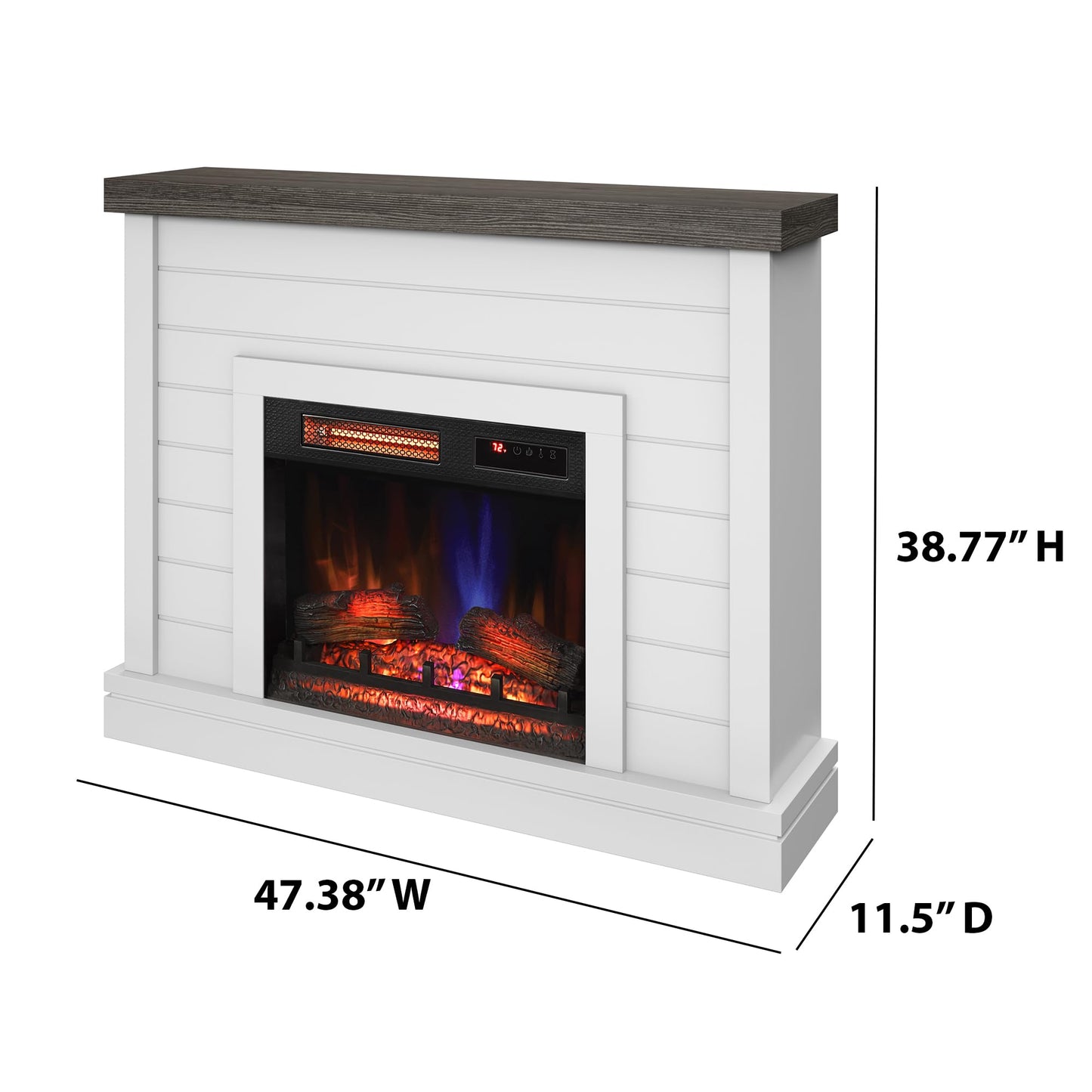 duraflame® Shiplap Wall Mantel Electric Fireplace, Bright White