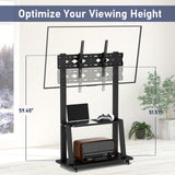 Duiliuu Rolling TV Stand, TV Stand with Wheels for 32-75 inch TV, Portable TV Stand with Shelf,Hight Adjustable,15° Adjustable Viewing Angle,Max 130LBS, Vesa max 600×400 Duiliuu