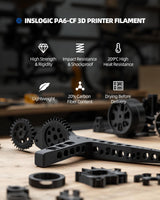 Inslogic Carbon Fiber Nylon Filament 1.75mm, Black PA6-CF 0.25kg Refill, High-Temp & Wear Resistant, High Strength & Rigidity 3D Filament for Functional Parts & Industrial Tools Inslogic