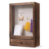 Pet Memorial Shadow Box with Drawer, Alphanumeric Molds & Air-Dry Clay, Deep Wooden Display Case for Dog Collar, Toys, Photos, Keepsakes, 11x16x3.7 Inch Frame for Custom Pet Memorial Gifts VAULTUSCN