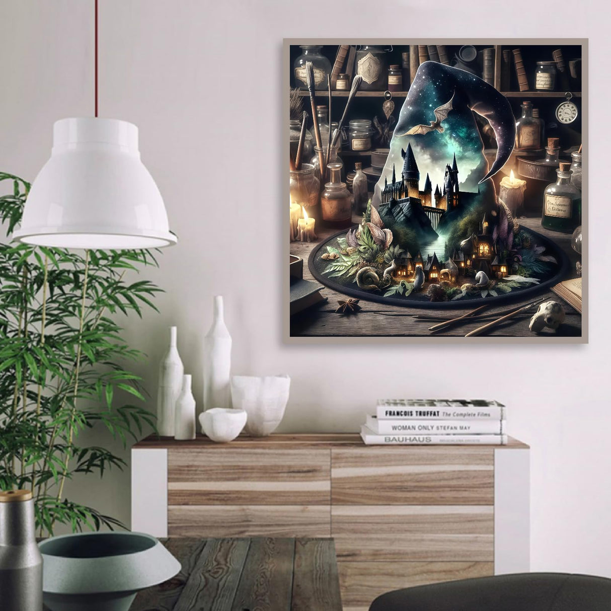 Paint by Numbers Kit for Adults Beginner, Halloween Hat Landscape Adult Paint by Number Kits On Canvas, DIY Oil Painting Kits for Gift Home Wall Decor 16x16 Inch BYGFHLYW