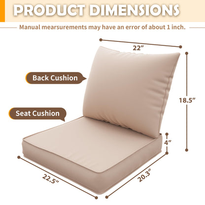 Amopatio Outdoor Cushions for Patio Furniture, Outdoor Couch Cushions Fits 4-seat Sectional Patio Conversation Sets, Replacement Cushions for Outdoor Furniture (Beige) - WoodArtSupply