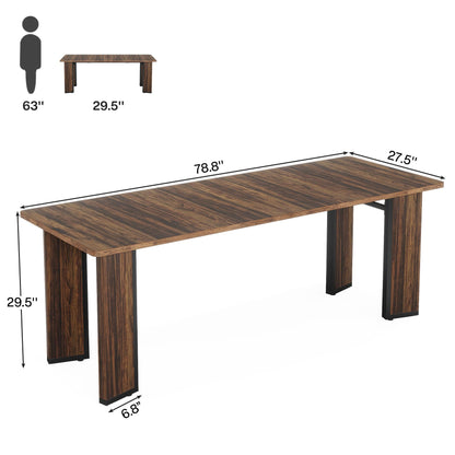 Tribesigns 6.5ft Conference Table for 6-8 Person, 78.8L x 27.5W x 29.5H Inches Rectangular Meeting Table Large Wood Seminar Table for Office Meeting Conference Room, Black Brown - WoodArtSupply