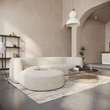 Acanva Luxury Modern Tight Curved Back Velvet Sofa, Minimalist Style Comfy Couch for Living Room Apartment, L-Shaped Sectional with Left Chaise, Cream Acanva