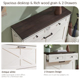 Barnyatoh Shoe Cabinet Storage for Entryway, Farmhouse Hidden Shoe Organizer with 2 Flip Drawers & 2 Drawers,Narrow Shoe Rack for Front Door Entrance with Adjustable Shelves (Antique White) Barnyatoh