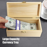 Mczxon Wooden Currency Money Cash Tray with 30 Currency Wrappers, Single Compartment Wooden Cash Money Currency Organizer Storage Change Box Case for Cash, Moneyboxes Currency Holder Cash for Money Mczxon