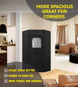 Portable Sauna Box for Home, Personal Steam Nurecover Saunas Tent at Home Use, 𝟏𝟐𝟎𝟎𝐖 𝟑𝐋 Steamer, Pentagon Design with Higher Temperature & Lager Space 2.9’ x 3.9’ x 5.9’, Black Tehanld