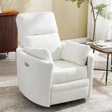 Power Recliner Swivel Glider Rocker Recliner Chair Nursery Rocking Chair Upholstered Adult Rocking Chair with 2 Pillows for Living Room Bedroom(White, Power-Driven) choairy