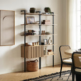 mopio Norwin Ladder Book Shelf, Wall Bookshelf, Farmhouse Industrial Bookcase, Narrow Slim Organizer Display Shelves, Living Room, Bedroom (5-Tier Shelf) mopio