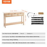 VEVOR Rattan Console Table with 3 Storage Drawers, Rattan Entryway Table with Natural Rattan Sliding Door, Console Sofa Table for Living Room, Study, Entryway Or TV Wall, Natural VEVOR