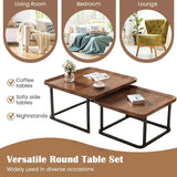 Windpost Square Nesting Coffee Table Set of 2, 23.6"+19.7" Nesting Tables,Small Square Coffee Table with Fluted,Center Table for Living Room Bedroom Office Balcony Yard (Walnut) Windpost