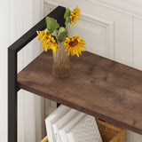 BON AUGURE Rustic Oak 4-Tier Industrial Bookshelf – Modern Open Etagere for Home and Office BON AUGURE