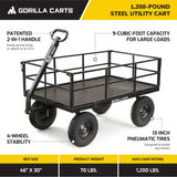 Gorilla Carts Heavy Duty Utility Cart, All Terrain Garden Wagon, 1200 Lb, Black Gorilla Carts